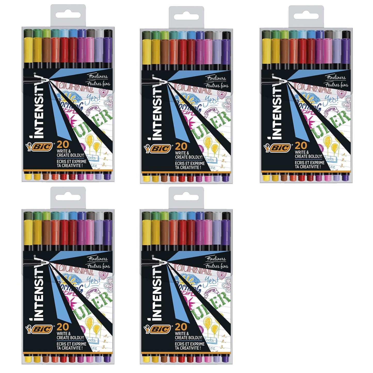 Bic Intensity Fine Tip Pens - Assorted Colours - Pack of 20