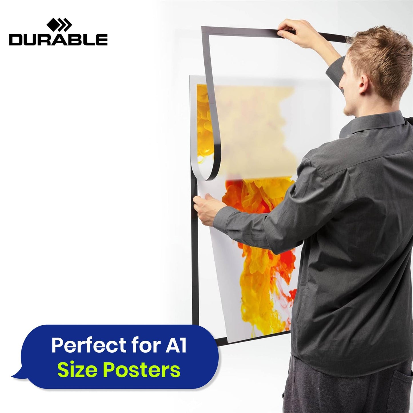 A1 Magnetic Poster Frame UV Resistant Peel & Stick Silver Display Frame for Paintings Photos Notices Ads Certificate