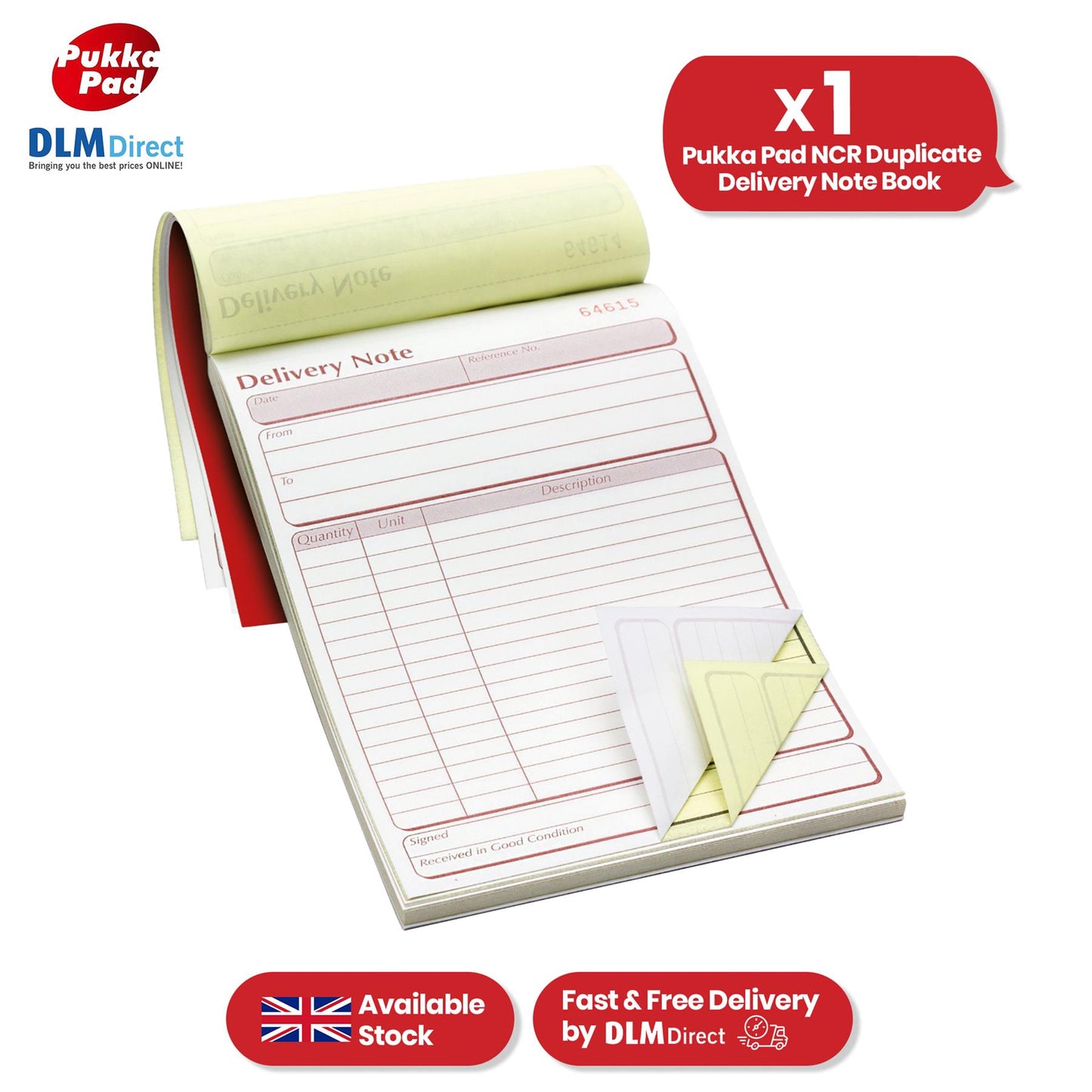 Pukka Pad Duplicate Invoice Book - Carbonless Tear-Off Receipt Note Pad for Order Tracking