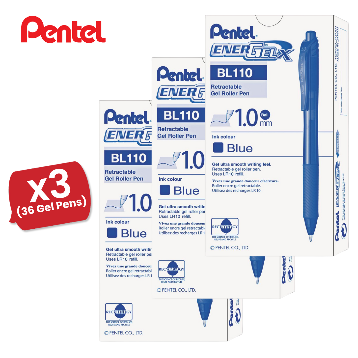 Pentel EnerGel X BL107 - Pack of 12 - Blue