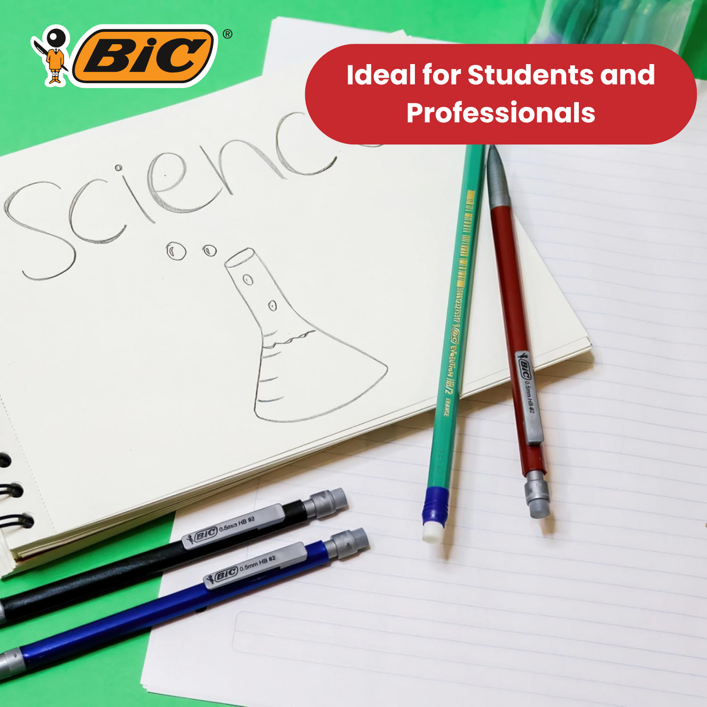 BIC Evolution Original HB Graphite Pencils Rubber Tipped - 4 Count (Pack of 1)