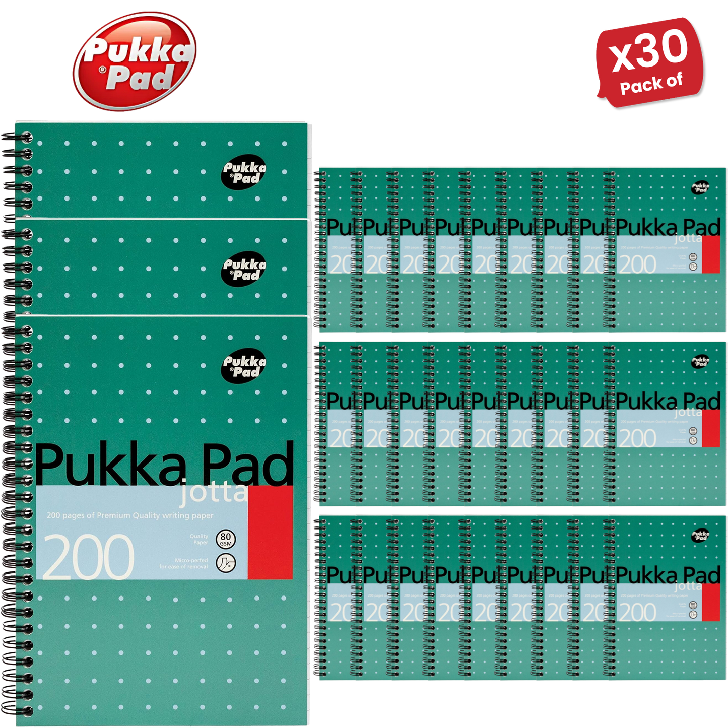 PUKKA WHITE A5 WIREBOUND PADS 200 page 80gsm (RULED/MARGIN) - PACK OF 1