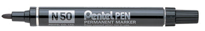 Pentel N50 Permanent Marker Bullet Tip 1.5-2mm Line Black Ref N50-A  - Pack of 12