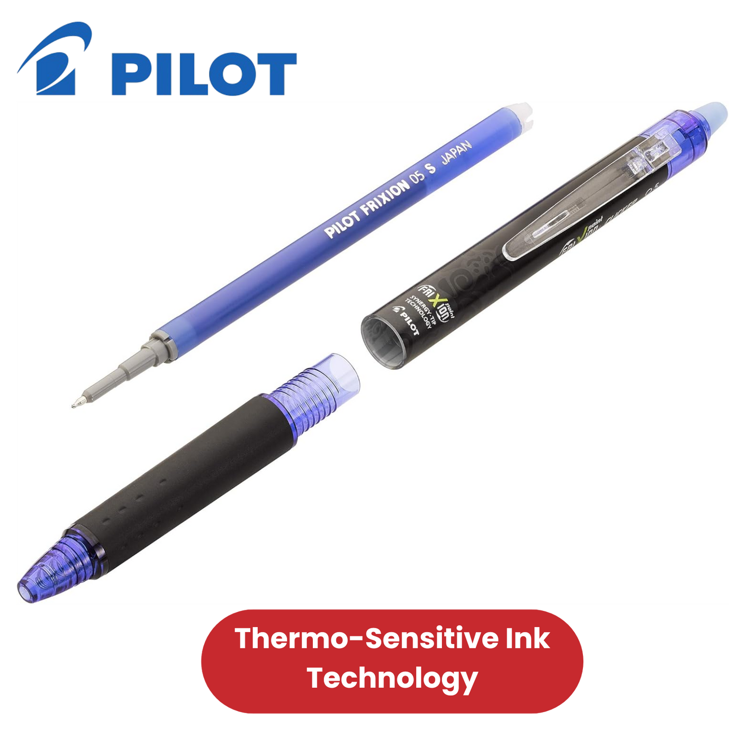 Pilot Frixion Refill 1.0mm Broad - Blister Pack of 3 - Blue