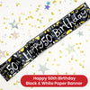 Happy 50th Birthday Black and White Recyclable Banner - 2.6m