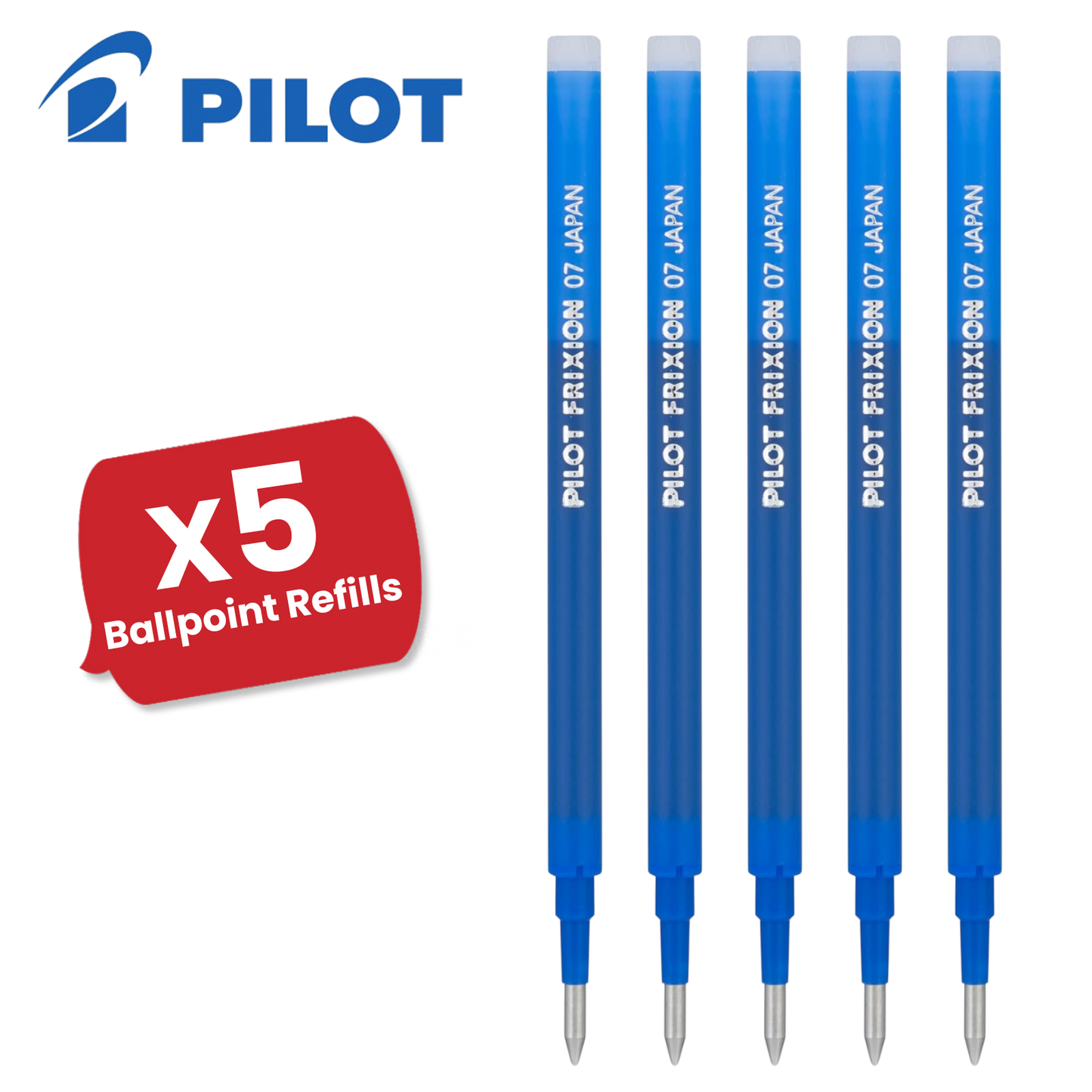 Pilot Frixion Roller Ballpoint Pen Refills 0.7mm Tip Smooth Writing - Blue Ink