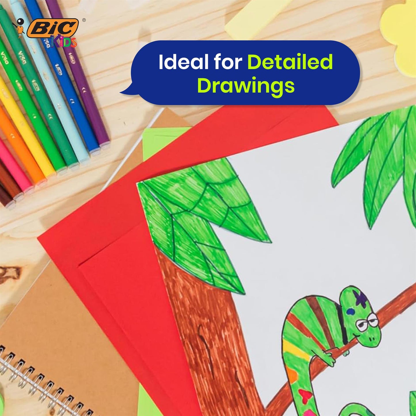BIC Kids Colouring Pens 18 Pack Fine Tip Washable Felt Pens for School and Art
