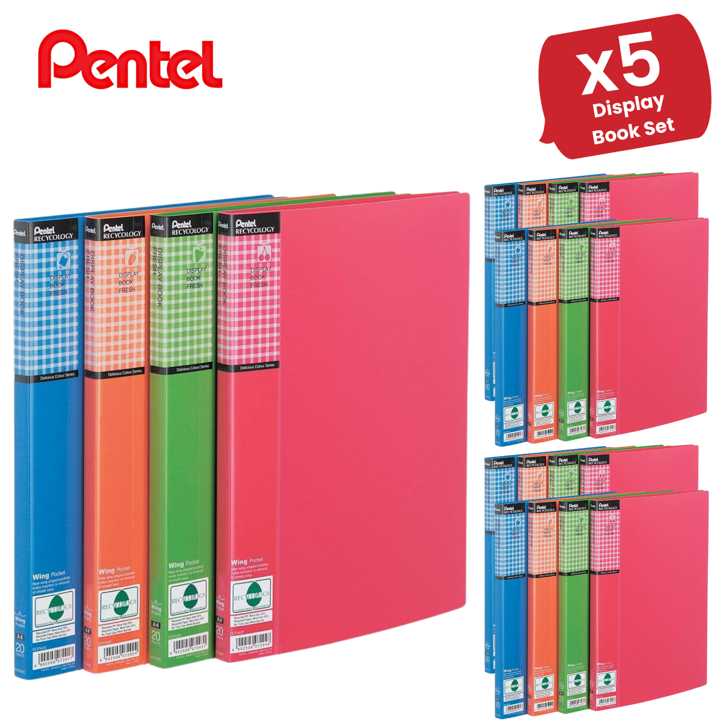 PENTEL RECYC FRESH FILES ASST - Pack of 4 - 1 to 5 Packs