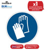 Durable Protective Gloves Floor Sticker - 43cm Blue Safety Sign Self-Adhesive Decal for Workplace