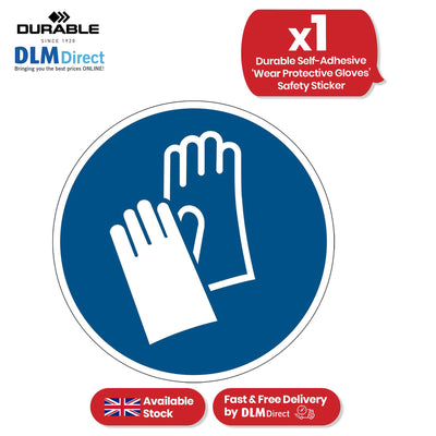 Durable Protective Gloves Floor Sticker - 43cm Blue Safety Sign Self-Adhesive Decal for Workplace