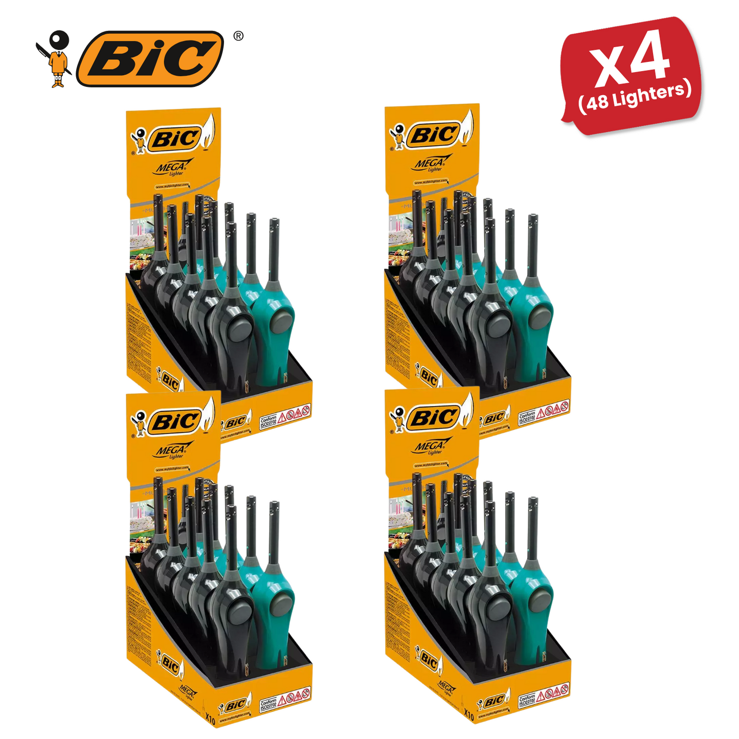 BIC Mega Standard Utility Lighter Blue & Black - Box of 10