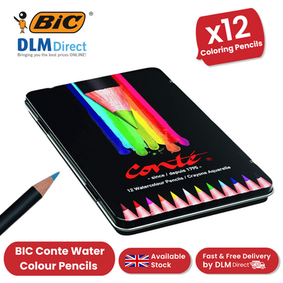 BIC Conte Watercolour Pencils Assorteed - Tin of 12