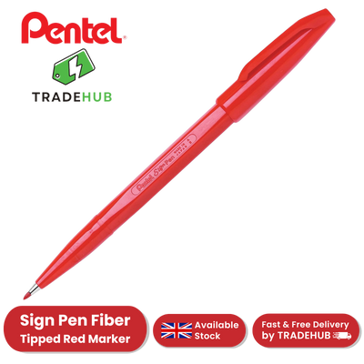 Pentel Sign Pen Red Markers - Smooth Fiber Tip for Writing, Drawing & Sketching