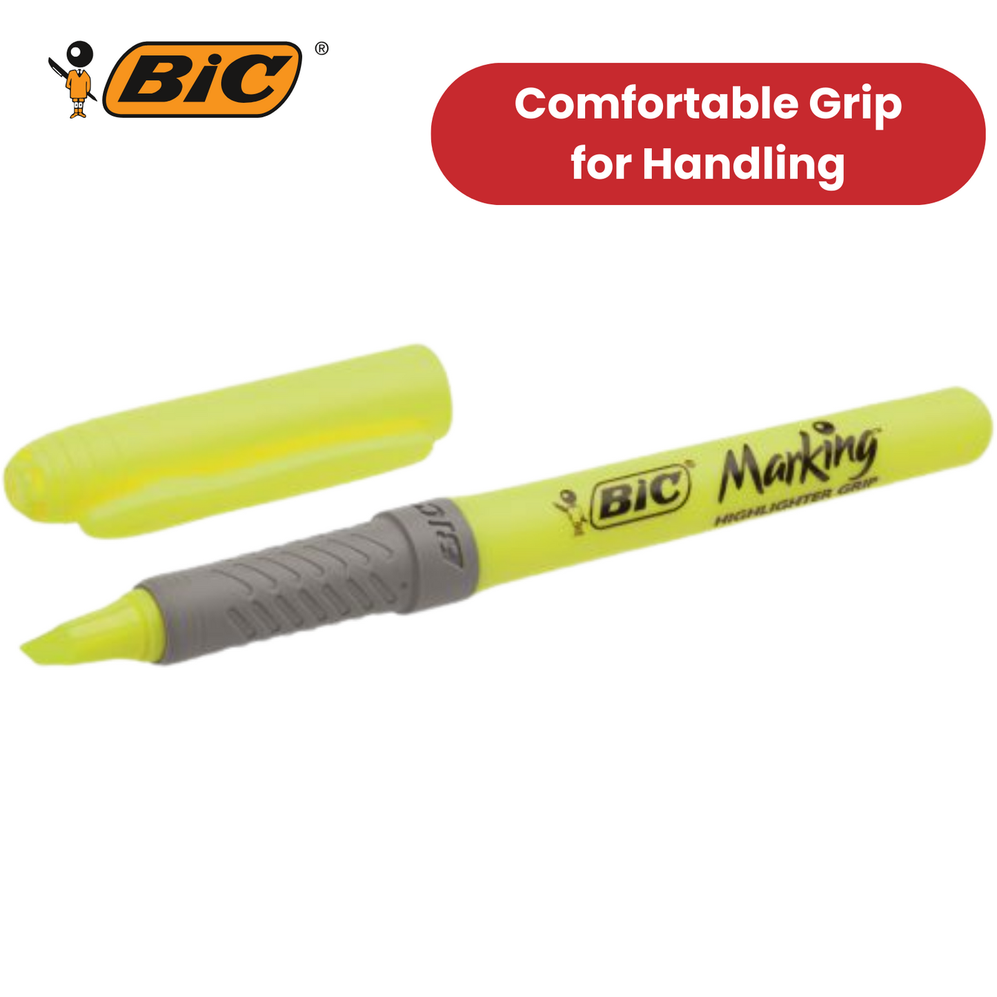Bic Briteliner Grip Highlighter Pen Yellow - Pack of 12