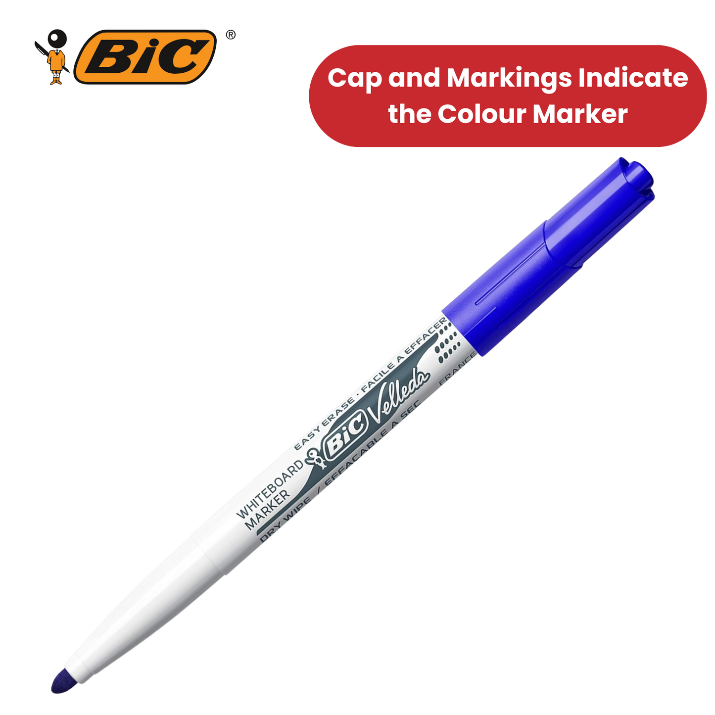 Bic Velleda 1741 Whiteboard Drywipe Markers Blue  - Box of 12 - 1 to 5 Packs