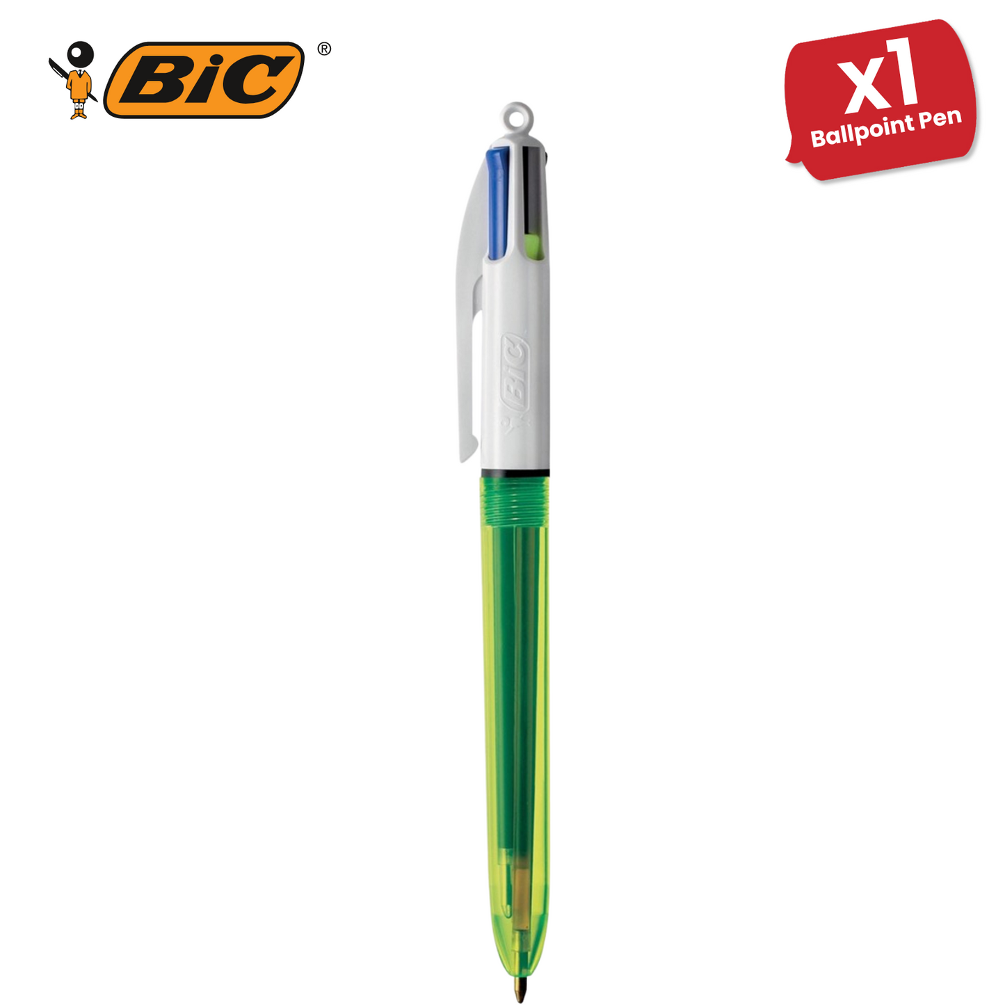 Bic 4 Colours Fluo Retractable Ballpoint Pen - Pack of 1