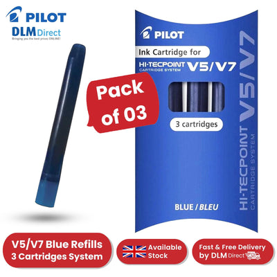 Pilot V5/V7 Hi-Tecpoint Liquid Ink Cartridges System (Pack of 3) - Blue Refills
