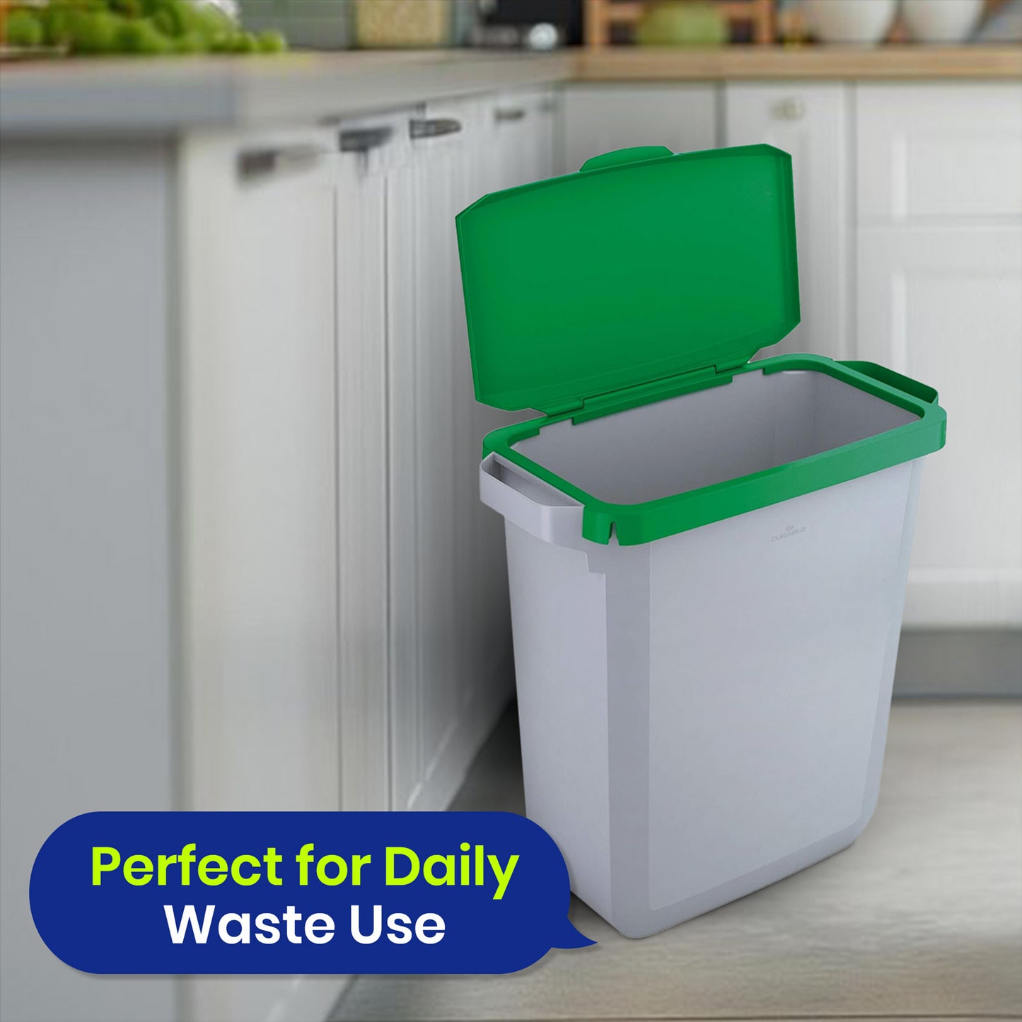 DURABIN 60L Grey Bin Set and Green Hinged Lid with Paper Slot & 25x 110L Bin Bags