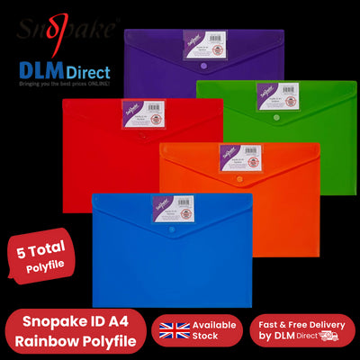 Snopake Rainbow Polyfile ID Bright Assorted - Vibrant Storage Solution Pack of 5