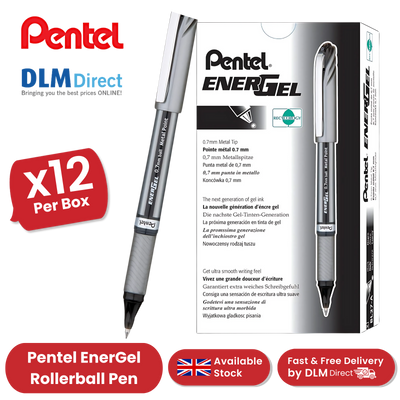 PENTEL ENERGEL METAL TIP ROLLERBALL BLK - Pack of 12 - 1 to 5 Packs