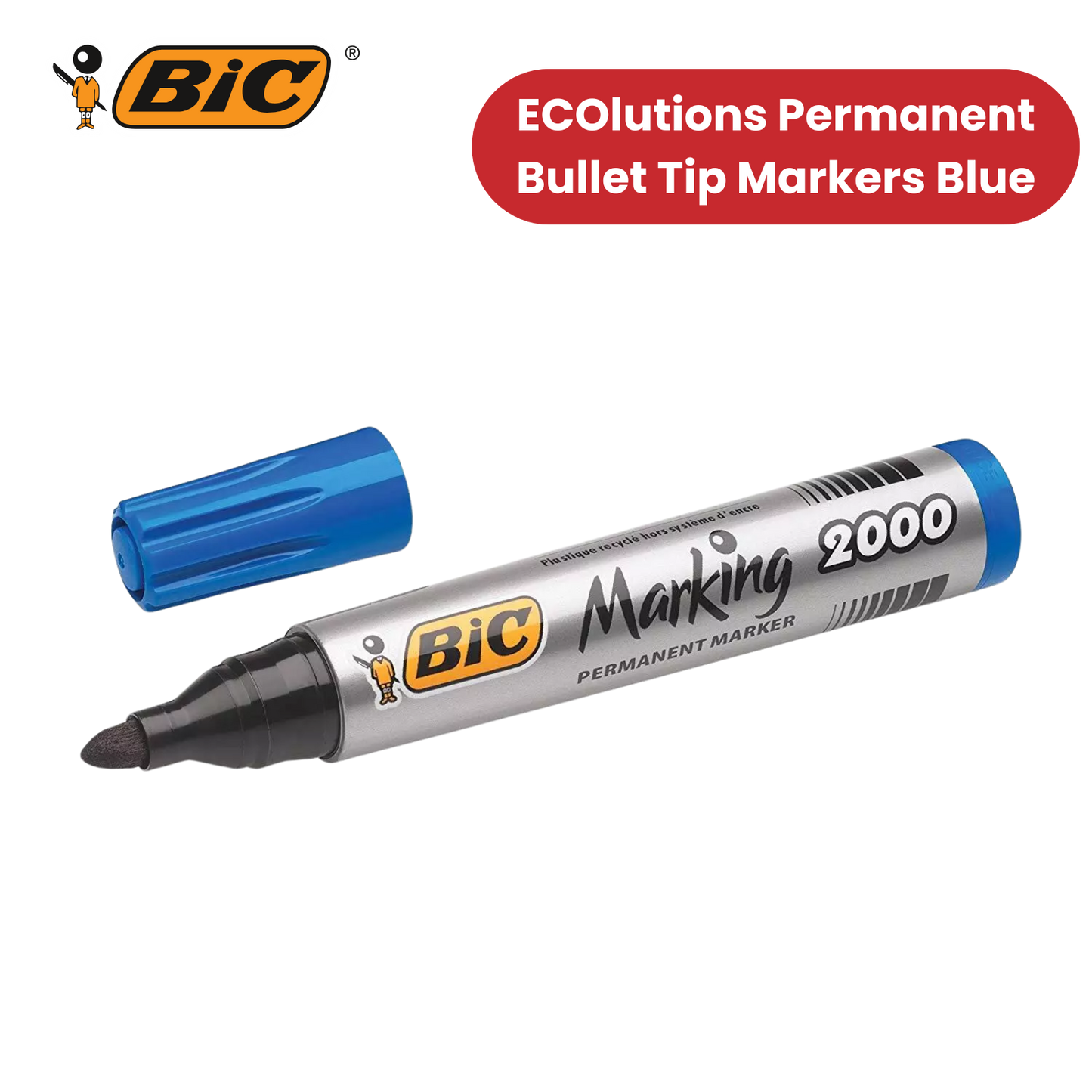 BIC Marking 2000 ECOlutions Permanent Bullet Tip Markers Blue - Box of 12 - 1 to 5 Packs