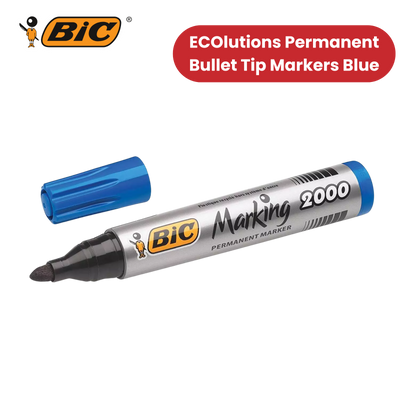 BIC Marking 2000 ECOlutions Permanent Bullet Tip Markers Blue - Box of 12 - 1 to 5 Packs