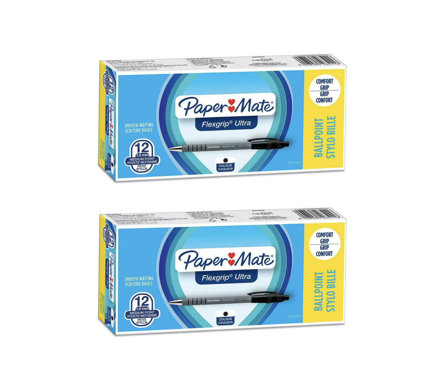 PAPERMATE FLEXGRIP BALLPOINT PEN MEDIUM BLACK - PACK OF 12 X2