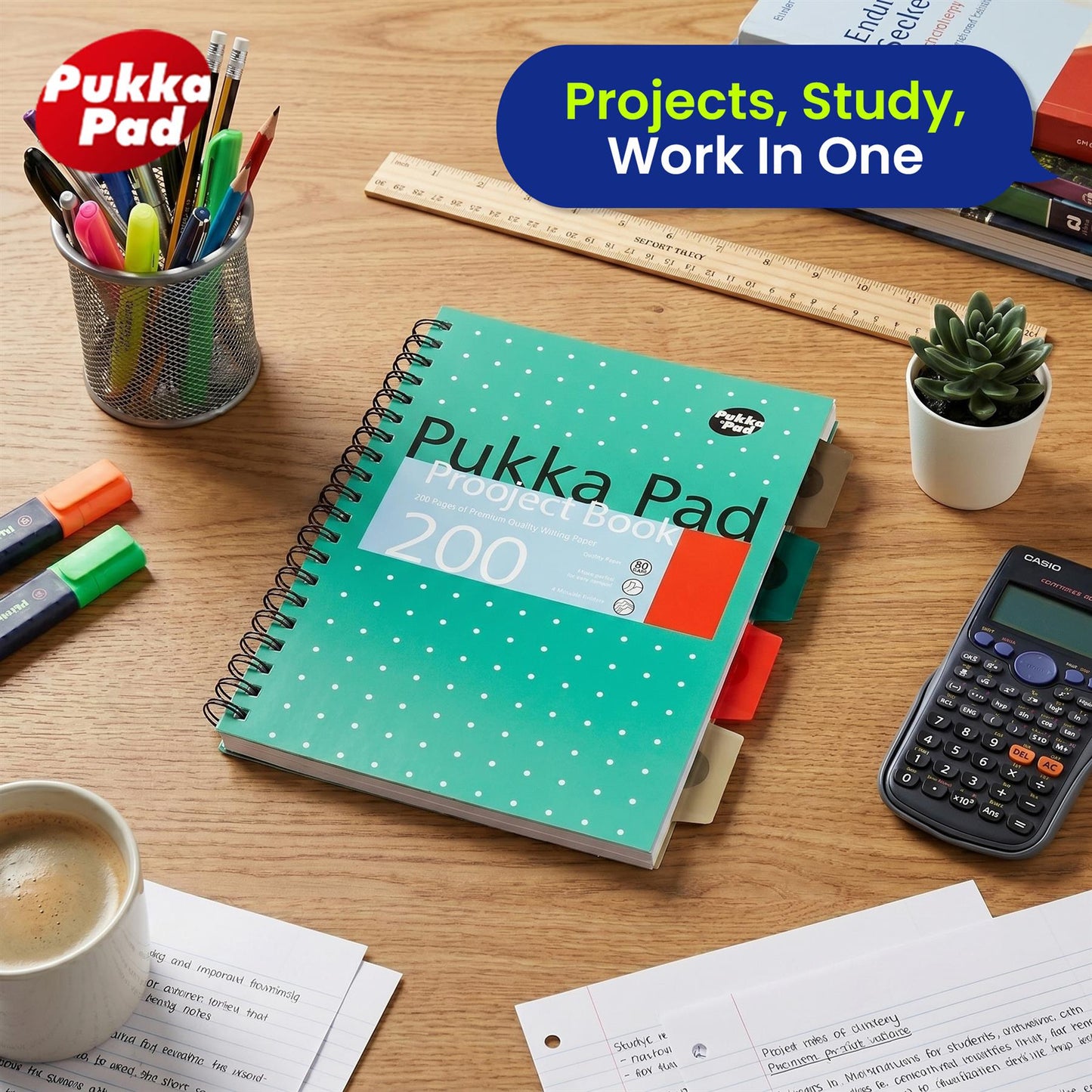 Pukka Pad B5 Metallic Project Book Wirebound 200 Pages with Dividers, Pack of 12