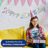 Party Banner � Happy Birthday Silver Iridescent Stitched Garland � 1.5 Metres