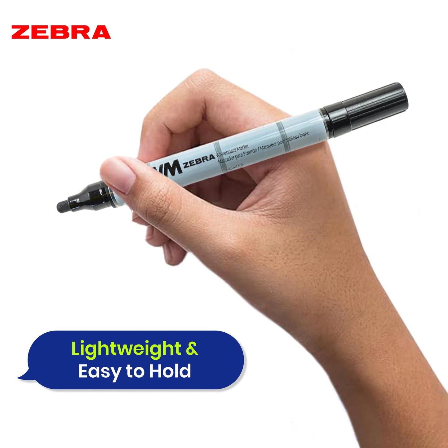 Zebra Whiteboard Pens 4 Pack with 2mm Bullet Tip and Magnetic Eraser for Daily Use