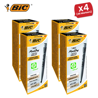 Bic Pocket Permanent Black Bullet Tip Marker (Pack of 12) 8209021 - 4 Packs