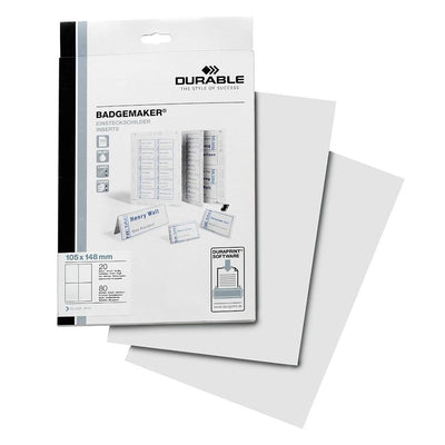 Durable BADGEMAKER� Inserts A6 | Pack of 80 Inserts | Printable Name Badge Inserts | Create Professional Badges In Minutes