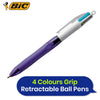 Bic 4 Colours Grip Fashion Ballpoint Pen 1.0mm - Pack of 12