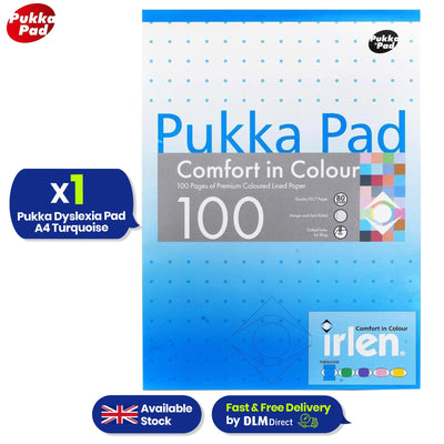 A4 Pukka Dyslexia Pad with Turquoise Tinted Ruled Pages and Perforated Sheets