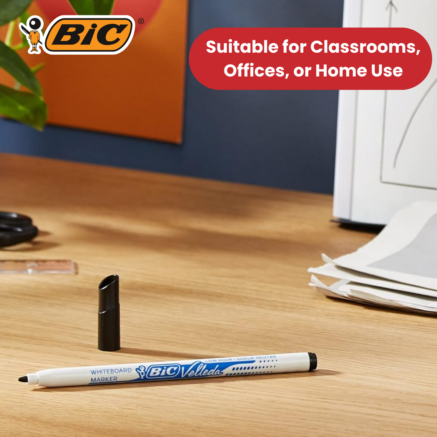 BiC Velleda 1721 Green Dry-Wipe Whiteboard Markers for Bold, Clean Writing, x24