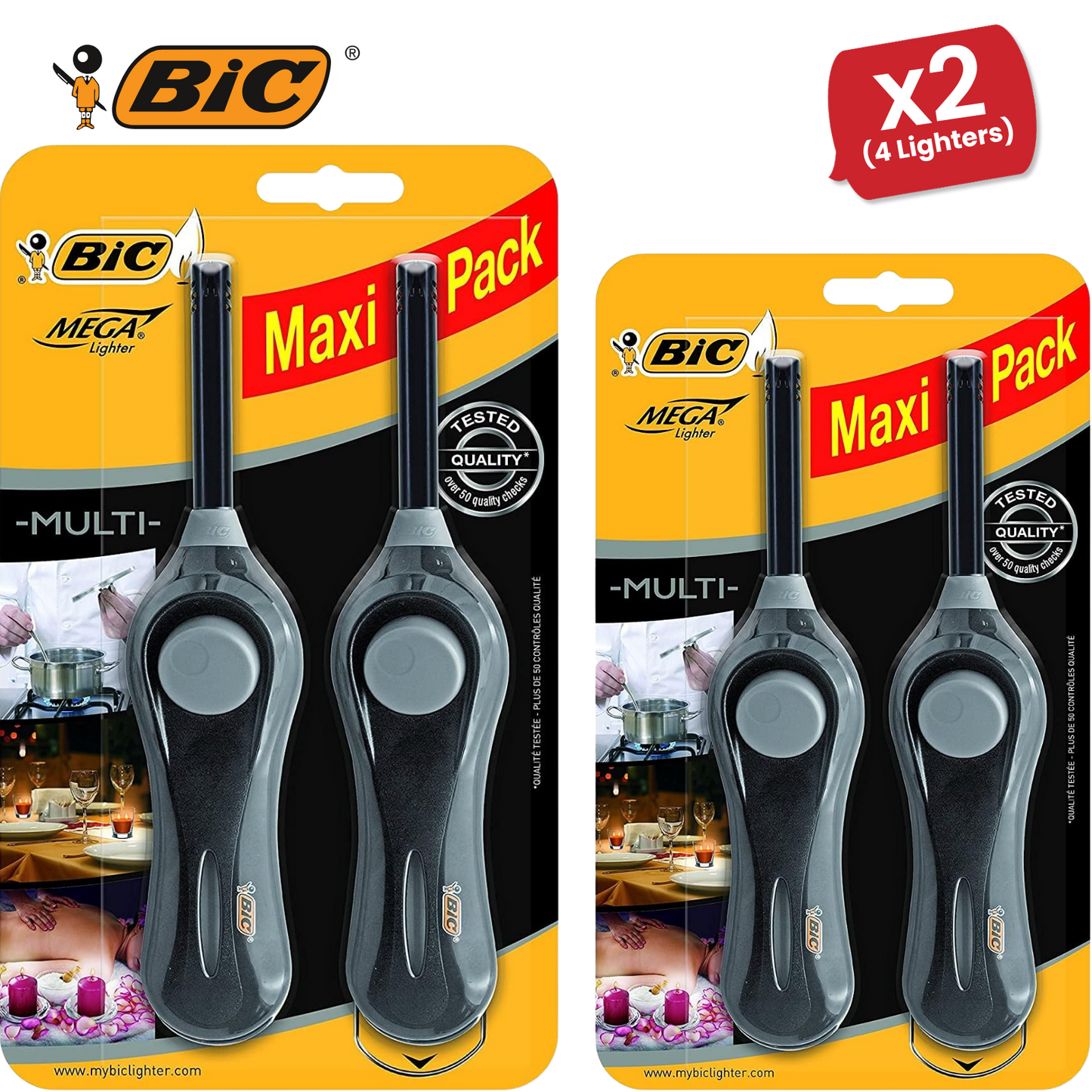 BIC Mega Standard Utility Lighter Black - Blister Pack of 2