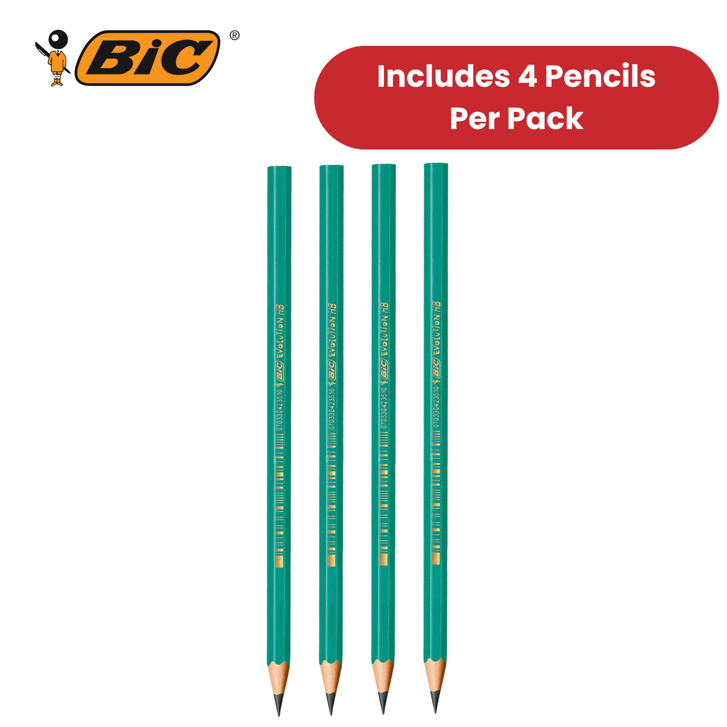 BIC Evolution Original HB Graphite Pencils - 4 Count (Pack of 1) - Pack of 1 to 5