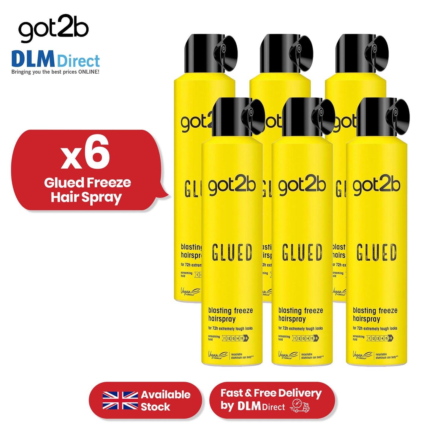 Got2b Glued Freeze Hairspray - Up To 72 hrs Setting Spray, 300 ml Hair Spray for Men & Women