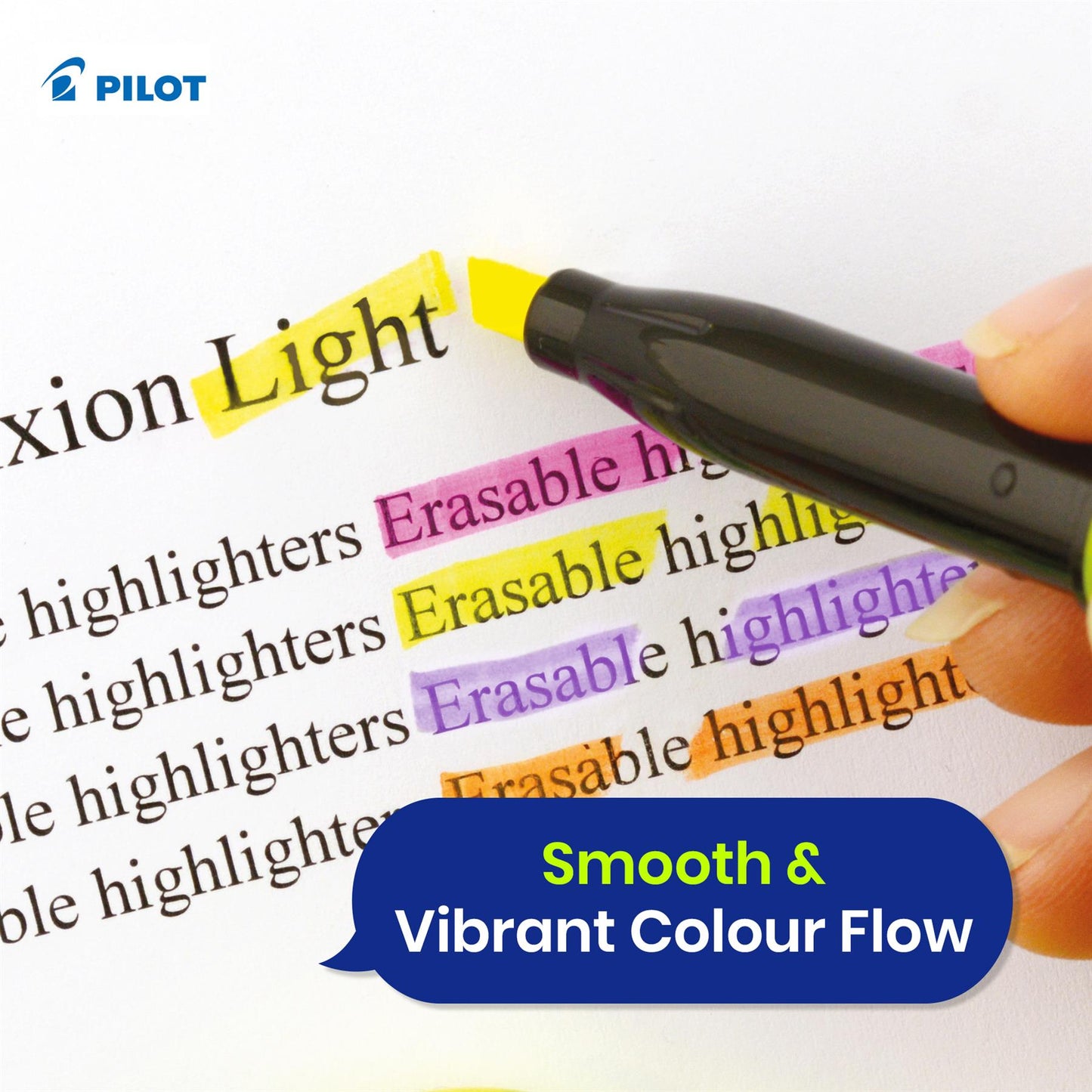 Pilot Frixion Light Highlighters - Blister Pack of 4 - Pink, Orange, Yellow, Purple