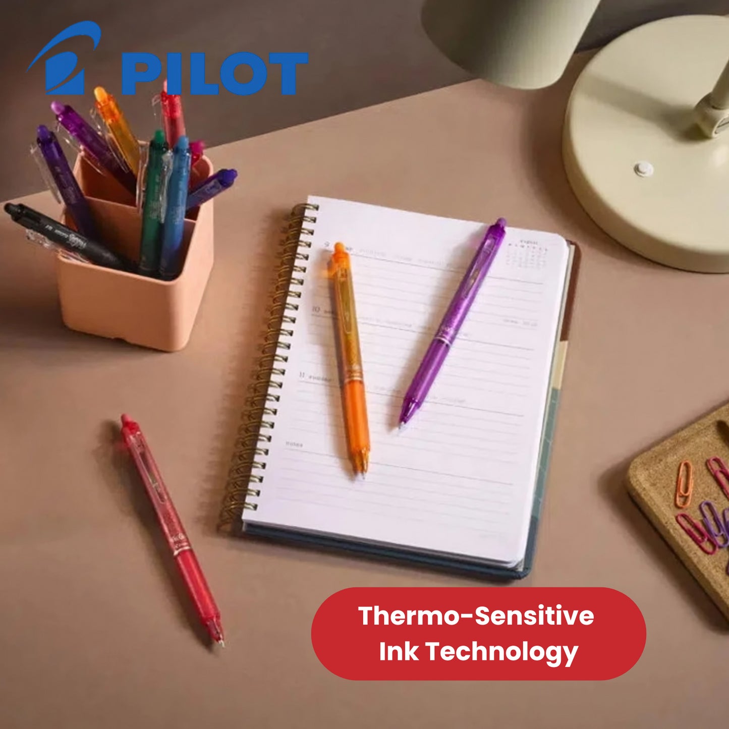 Pilot FriXion Clicker Retractable Erasable Multiple Pens 0.7mm Tip Line Red