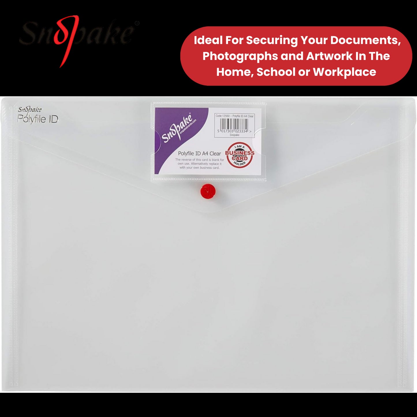 Snopake Polyfile ID Wallet A4 CLEAR - PACK OF 5 - 1 to 5 Packs