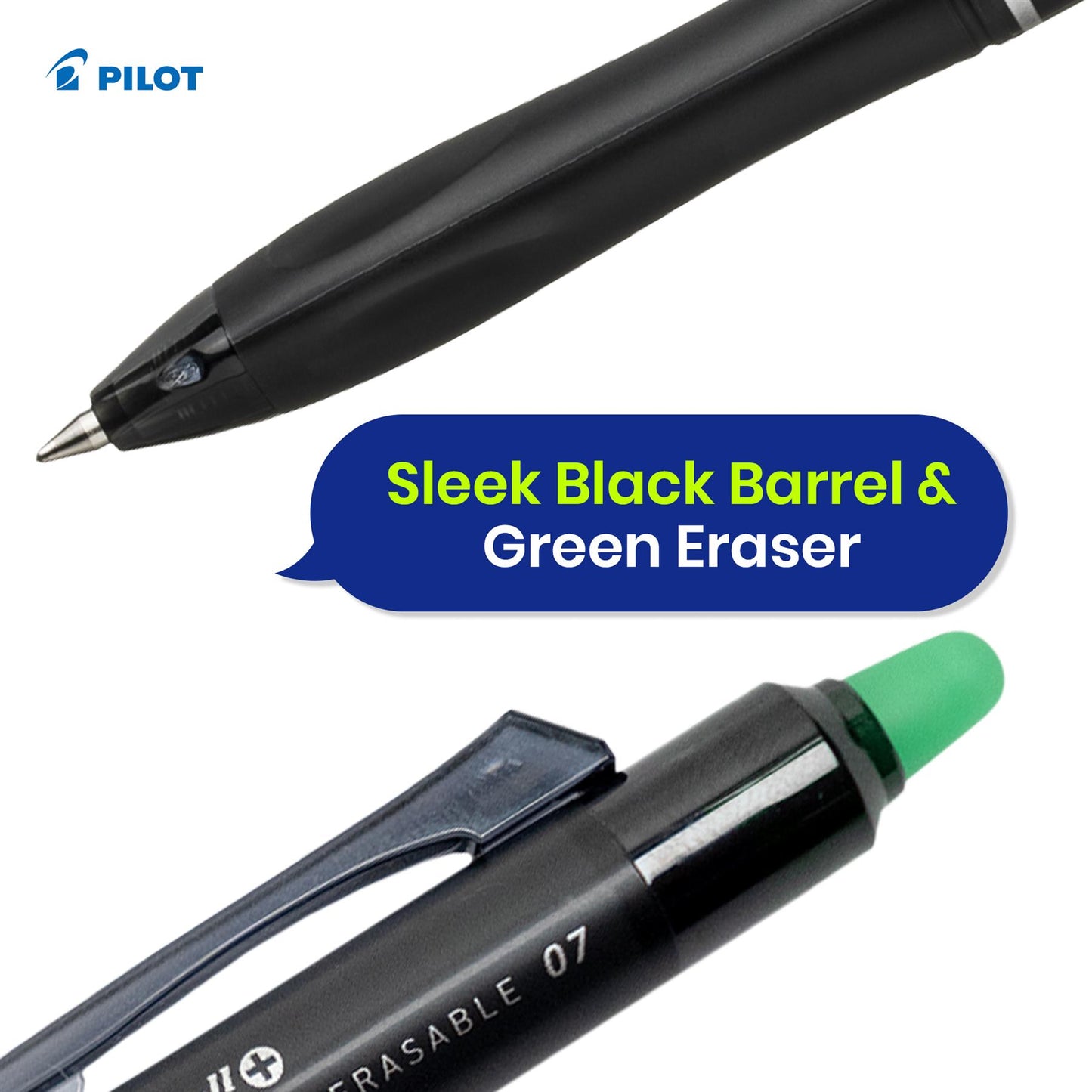 Pilot Frixion Ball Plus Green Erasable Pens 0.7mm Pack of 5 Smooth Writing Ink