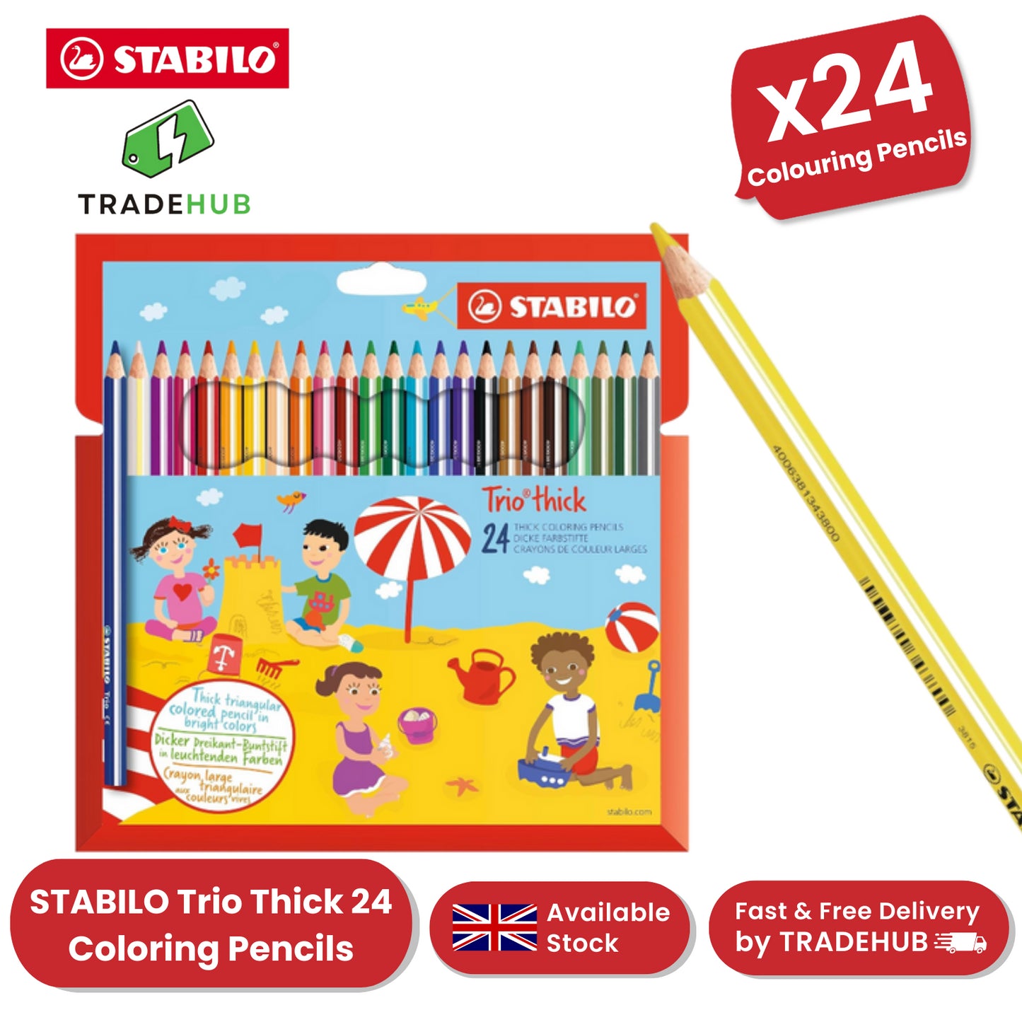 Stabilo Trio Thick Colouring Pencils Assorted Pack of 24
