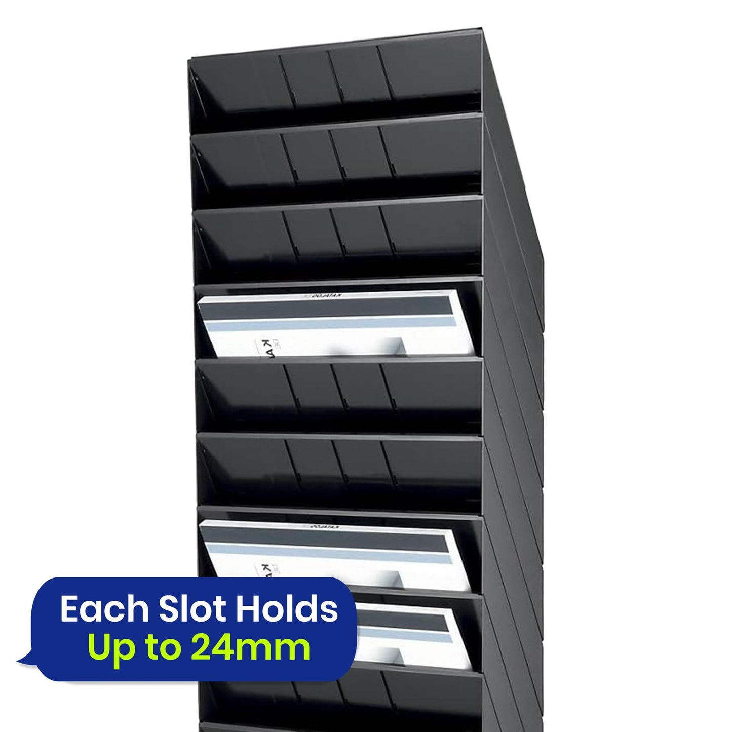 A4 Landscape Wall Mounted Document Holder with 12 Compartments for Flyers & Magazines
