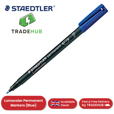 STAEDTLER Lumocolor Permanent Fine Blue Marker Pens Quick-Dry Ink Multi-Surface