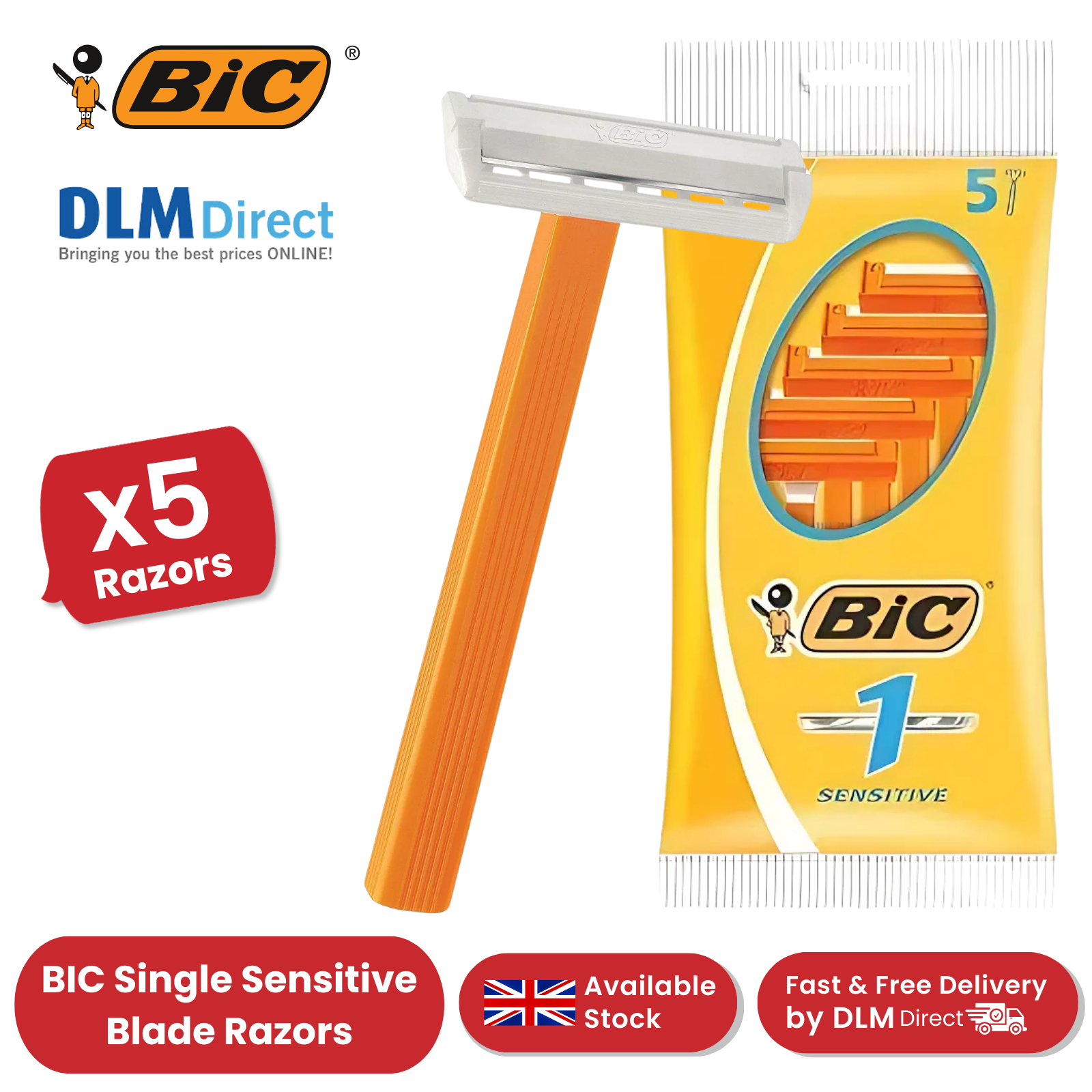 BiC Single Blade Sensitive Razors for Sensitive Skin, Everyday Use - P ...