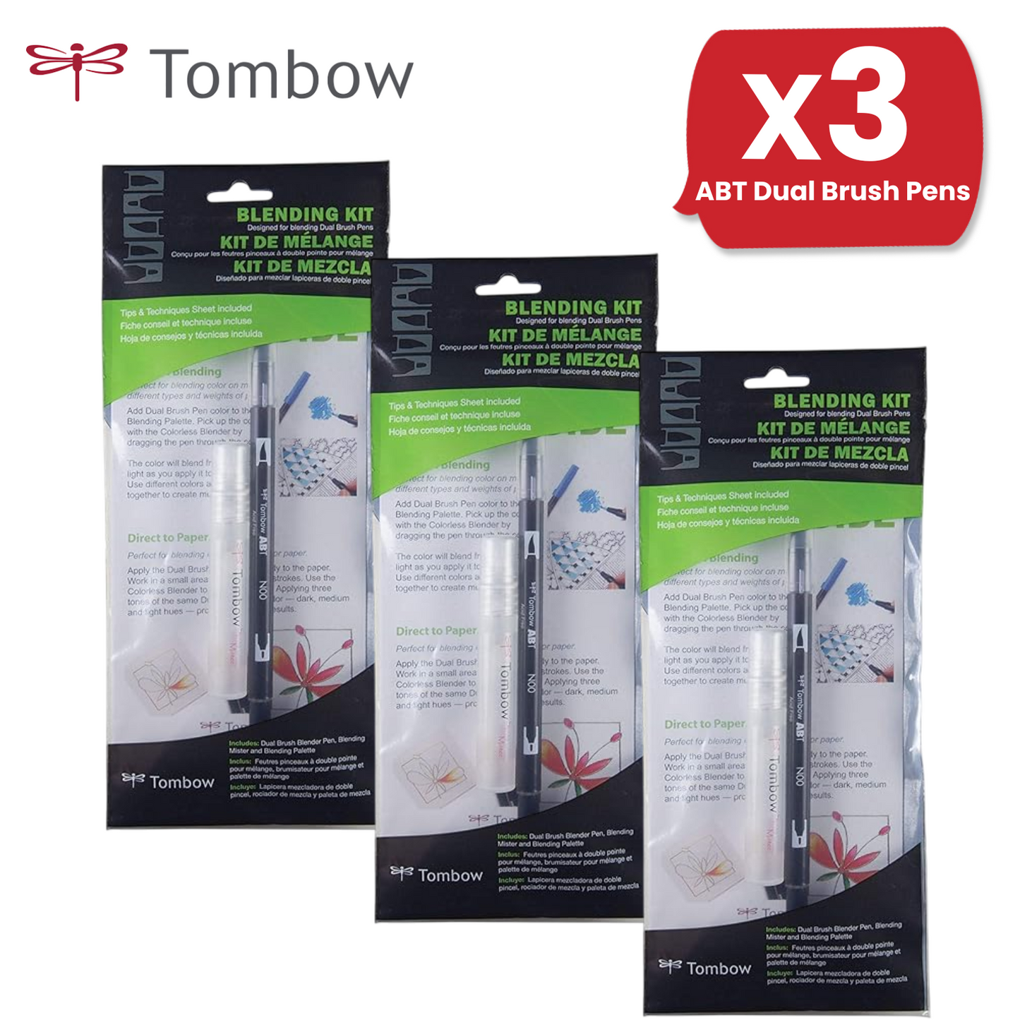 Tombow Blending Kit For Blending Water-Based Brush Pens & Calligraphy Pack of 4