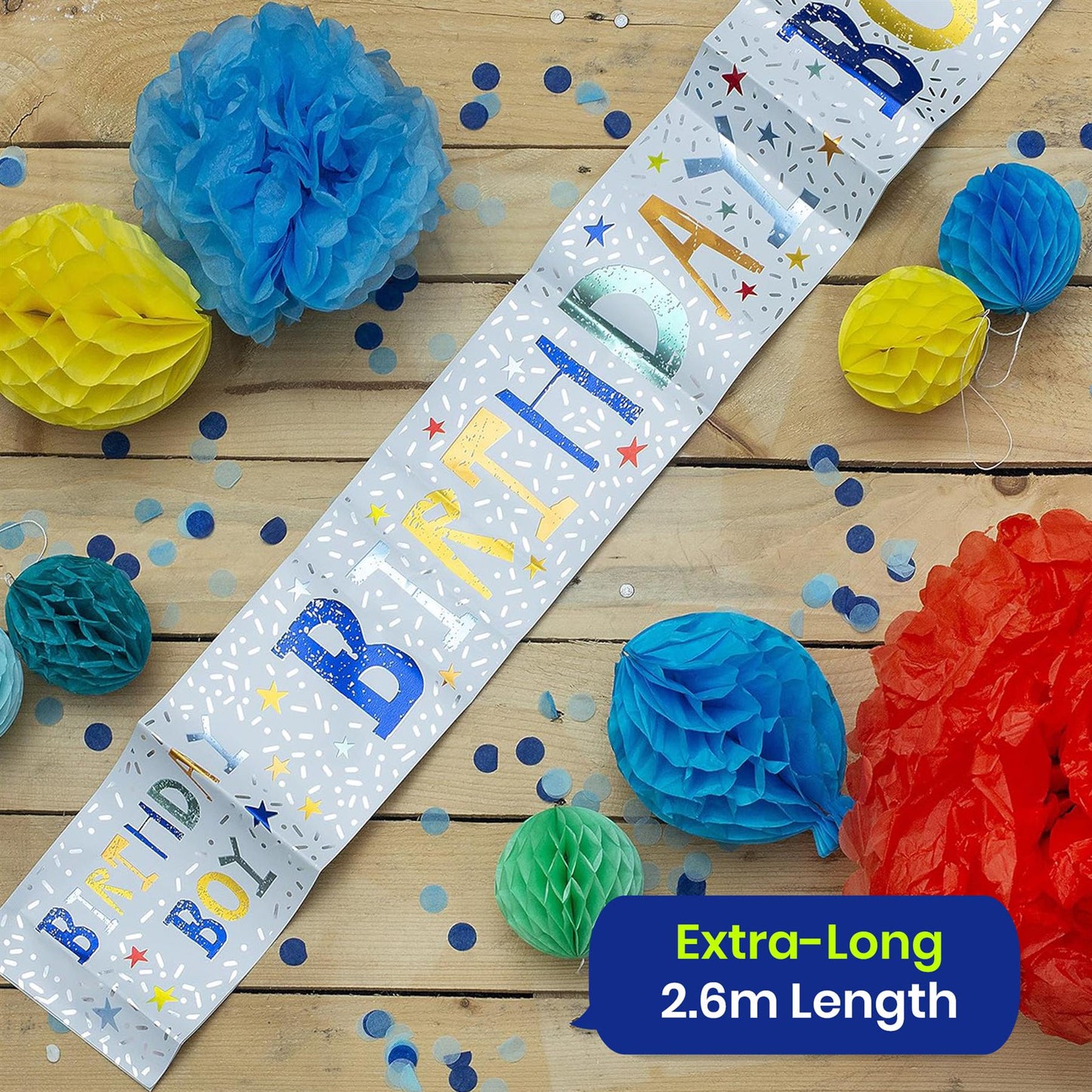 Birthday Boy Recyclable Paper Banner - 2.6m