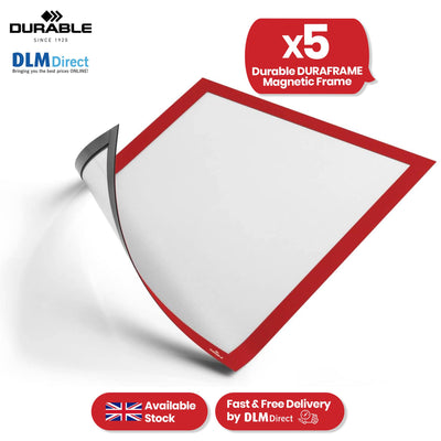 Durable Magnetic Frame 5 Pcs Metal Display Holders, Red A4 Wall Mount Holders for Posters