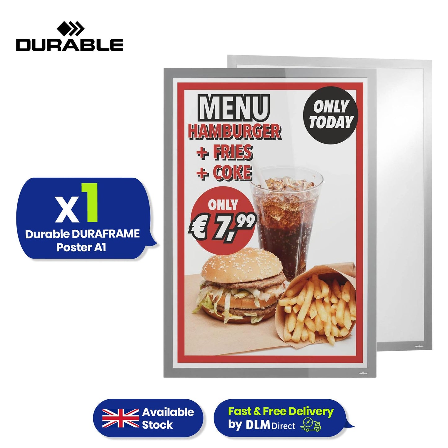 A1 Magnetic Poster Frame UV Resistant Peel & Stick Silver Display Frame for Paintings Photos Notices Ads Certificate